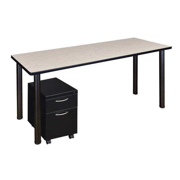 Kee Desking Kee Single Pedestal Desks, 24 D X 29 H, 60 W X Wood, Metal MTSPM6024PLBPBK - main